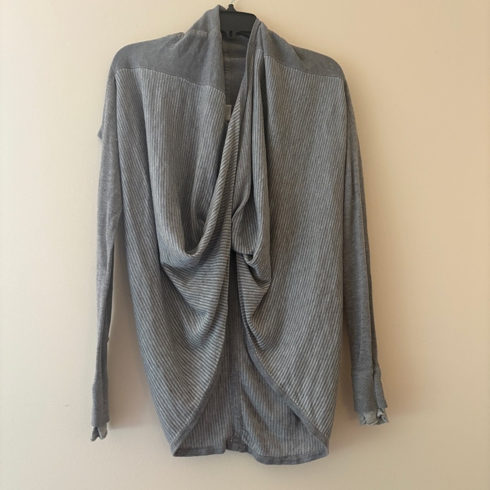 Lululemon Gray Cashmere Blend Drape Front Cardigan Sweater Size 2